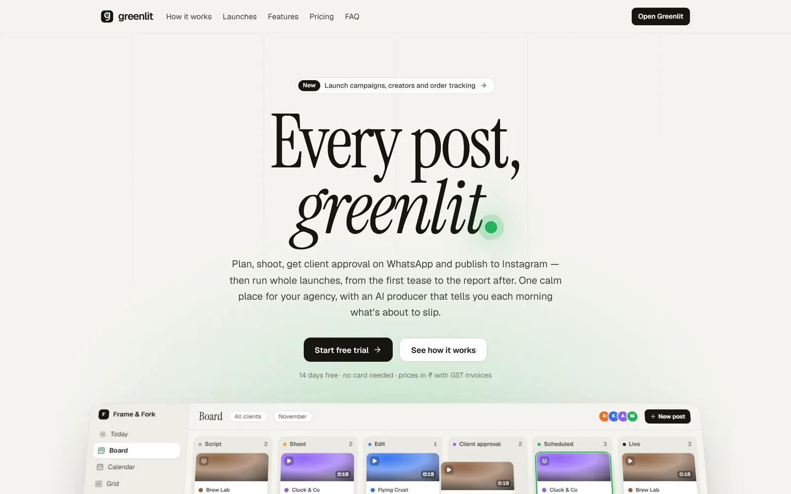 Greenlit interface